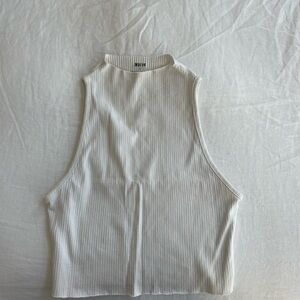Anthropologie White Ribbed Tank Top